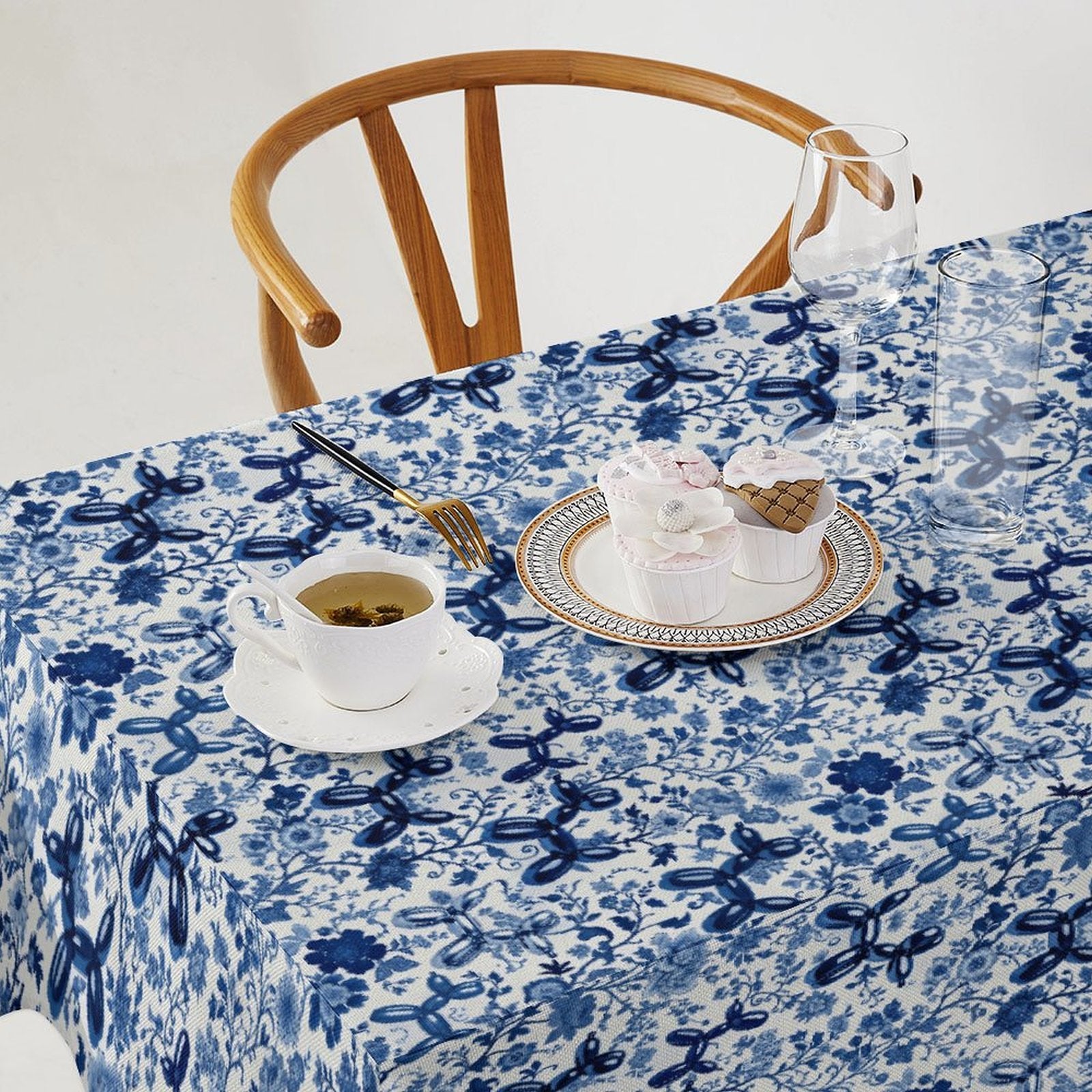 Porcelain Pups Square Tablecloth 55" x 55"